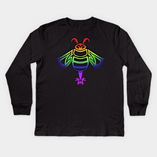 Rainbow Bee Kids Long Sleeve T-Shirt